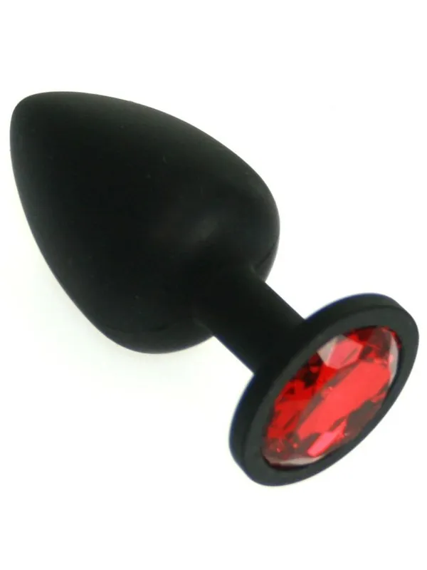 Taşlı Anal Plug Silikon Medium Siyah