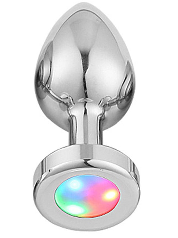 Led Işıklı Çelik Anal Plug Orta Boy