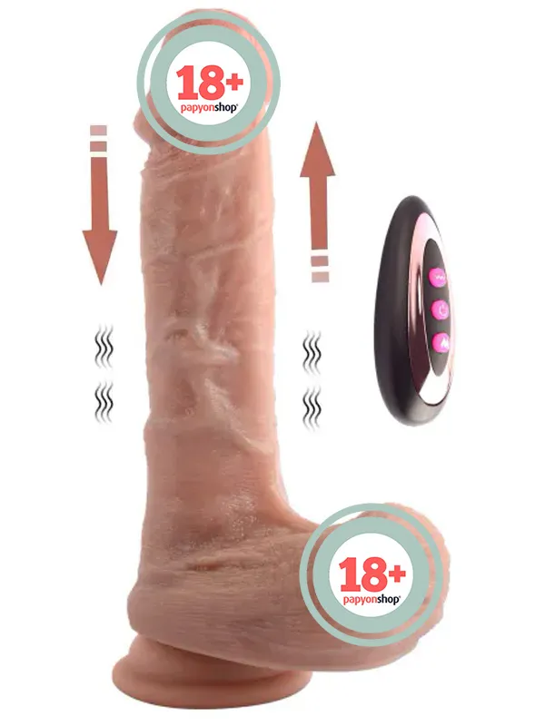 Isıtmalı İleri Geri Hareketli Çift Katmanlı Uzaktan Kumandalı Şarjlı Dildo 21 cm