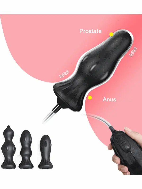 4 Farklı Silikon Plug'lı Şarjlı Titreşimli Şişirilebilir Anal Set